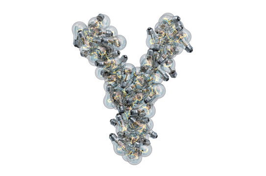 Letter Y from light bulbs, 3D rendering