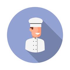 Poster - colored avatar of cook long shadow icon. Simple color vector of Avatar icons for ui and ux, website or mobile application