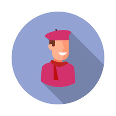 Aufkleber - colored avatar of artist long shadow icon. Simple color vector of Avatar icons for ui and ux, website or mobile application