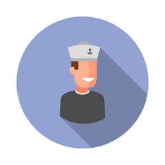 Aufkleber - colored avatar of sailor long shadow icon. Simple color vector of Avatar icons for ui and ux, website or mobile application