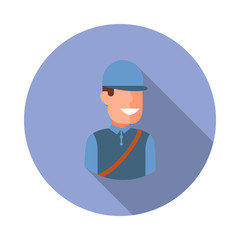 Poster - colored avatar of postman long shadow icon. Simple color vector of Avatar icons for ui and ux, website or mobile application