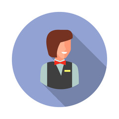 Poster - colored avatar of waitress long shadow icon. Simple color vector of Avatar icons for ui and ux, website or mobile application