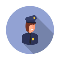 Poster - colored avatar of police woman long shadow icon. Simple color vector of Avatar icons for ui and ux, website or mobile application
