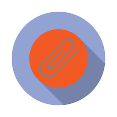 Aufkleber - colored paper clip long shadow icon. Simple color vector of web icons for ui and ux, website or mobile application