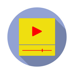 Aufkleber - colored video player long shadow icon. Simple color vector of web icons for ui and ux, website or mobile application