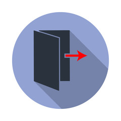 Aufkleber - colored exit sign long shadow icon. Simple color vector of web icons for ui and ux, website or mobile application