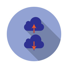 Poster - colored upload download cloud long shadow icon. Simple color vector of web icons for ui and ux, website or mobile application