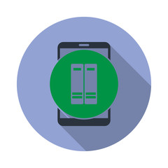 Aufkleber - colored books in mobile long shadow icon. Simple color vector of web icons for ui and ux, website or mobile application