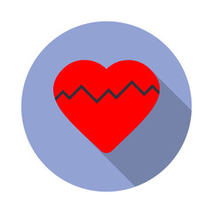 Aufkleber - colored broken heart long shadow icon. Simple color vector of web icons for ui and ux, website or mobile application