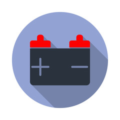 Poster - colored battery long shadow icon. Simple color vector of web icons for ui and ux, website or mobile application