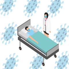 Wall Mural - female doctor with face mask with patient in stretcher