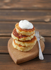 Wall Mural - cottage cheese pancakes isolated on white backrgound