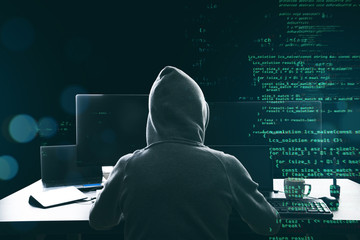 Aufkleber - Hacker programmer using computer