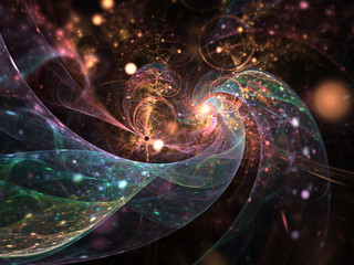 Wall Mural - Dark colorful fractal spiral, digital artwork for creative graphic design
