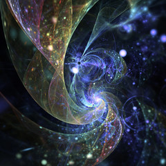 Wall Mural - dark blue fractal spiral, digital artwork for creative graphic design