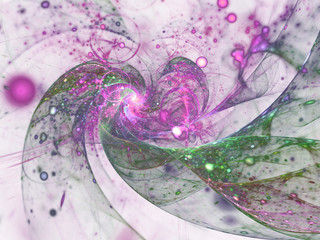 Wall Mural - purple and green fractal spiral, digital artwork for creative graphic design