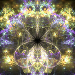 Wall Mural - dark golden fractal flower, digital artwork for creative graphic design