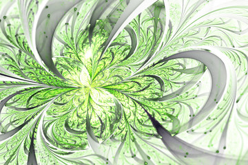 Wall Mural - light green fractal flower, digital artwork for creative graphic design