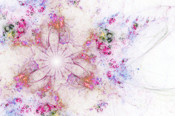 Wall Mural - light pink fractal flower, digital artwork for creative graphic design