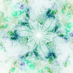 Wall Mural - Light green fractal flower, digital artwork for creative graphic design