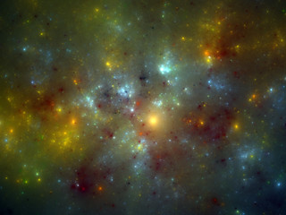 Wall Mural - dark golden fractal stars, digital artwork for creative graphic design