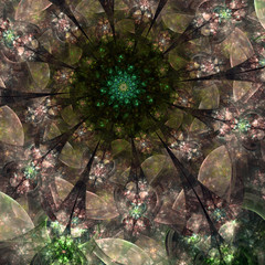 Wall Mural - dark fractal flower, digital artwork for creative graphic design