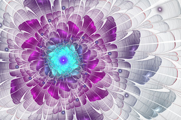 Wall Mural - Purple fractal flower, digital artwork for creative graphic design