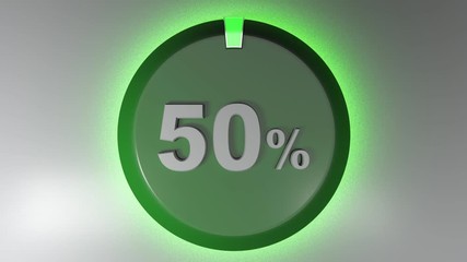 Poster - A red circle sign with the write 50% and a rotating cursor - 3D rendering video clip