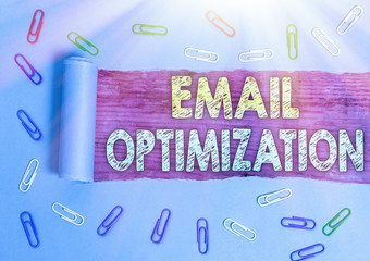 Poster - text sign showing email optimization. business photo showcasing maximize the effectiveness of the ma