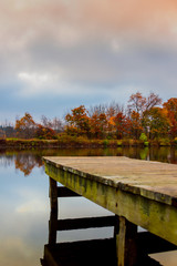 wooden dock in autumn