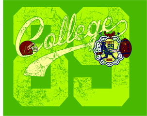 American football Athletic College sports print and embroidery graphic design vector art