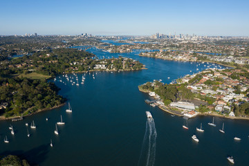 Wall Mural - Parramatta river, Sydney and the city skyline on a very clear day.