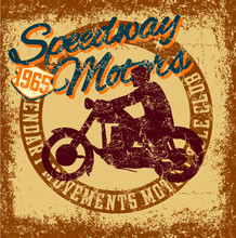 American Retro Style College Motorcycle Race Graphic Design Vector Art
