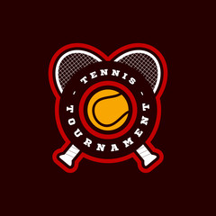 Wall Mural - Tennis vector modern professional sport typography logotype in retro style. Vector design emblem, badge and sporty template logo design