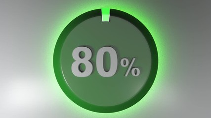 Poster - A red circle sign with the write 80% and a rotating cursor - 3D rendering video clip