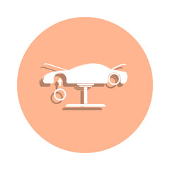 Poster - Change of wheels on the lift badge icon. Simple glyph, flat vector of cars service and repair parts icons for ui and ux, website or mobile application