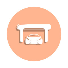 Poster - Car in the garage badge icon. Simple glyph, flat vector of cars service and repair parts icons for ui and ux, website or mobile application