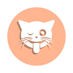 Poster - Stuck out tongue winking eye cat badge icon. Simple glyph, flat vector of cat smile icons for ui and ux, website or mobile application