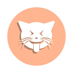 Poster - Laughter with the tongue cat badge icon. Simple glyph, flat vector of cat smile icons for ui and ux, website or mobile application