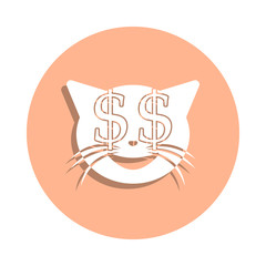 Poster - Lover of money cat badge icon. Simple glyph, flat vector of cat smile icons for ui and ux, website or mobile application