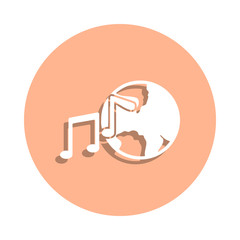 Poster - World music notes badge icon. Simple glyph, flat vector of music icons for ui and ux, website or mobile application