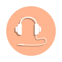 Poster - Headphone badge icon. Simple glyph, flat vector of music icons for ui and ux, website or mobile application