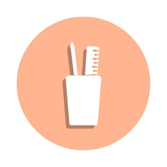Poster - Pencil case badge icon. Simple glyph, flat vector of university life icons for ui and ux, website or mobile application