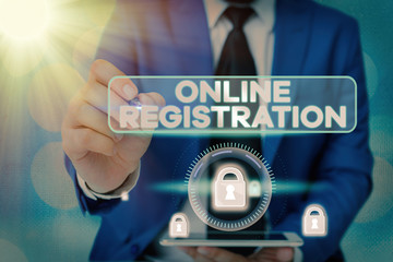 Aufkleber - Handwriting text writing Online Registration. Conceptual photo Process to Subscribe to Join an event club via Internet