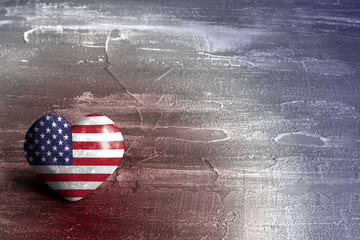 american flag on a heart on rustic red white and blue background