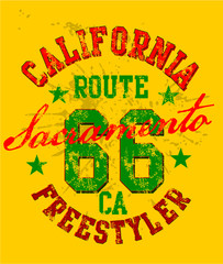 Wall Mural - California Route 66 Retro print embroidery graphic design vector art