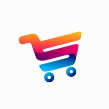 Letter S Logo, Shopping Cart Logo Design