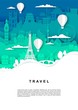 Travel poster, banner template, vector illustration in paper art style