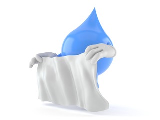 Poster - Water drop character holding white sheet