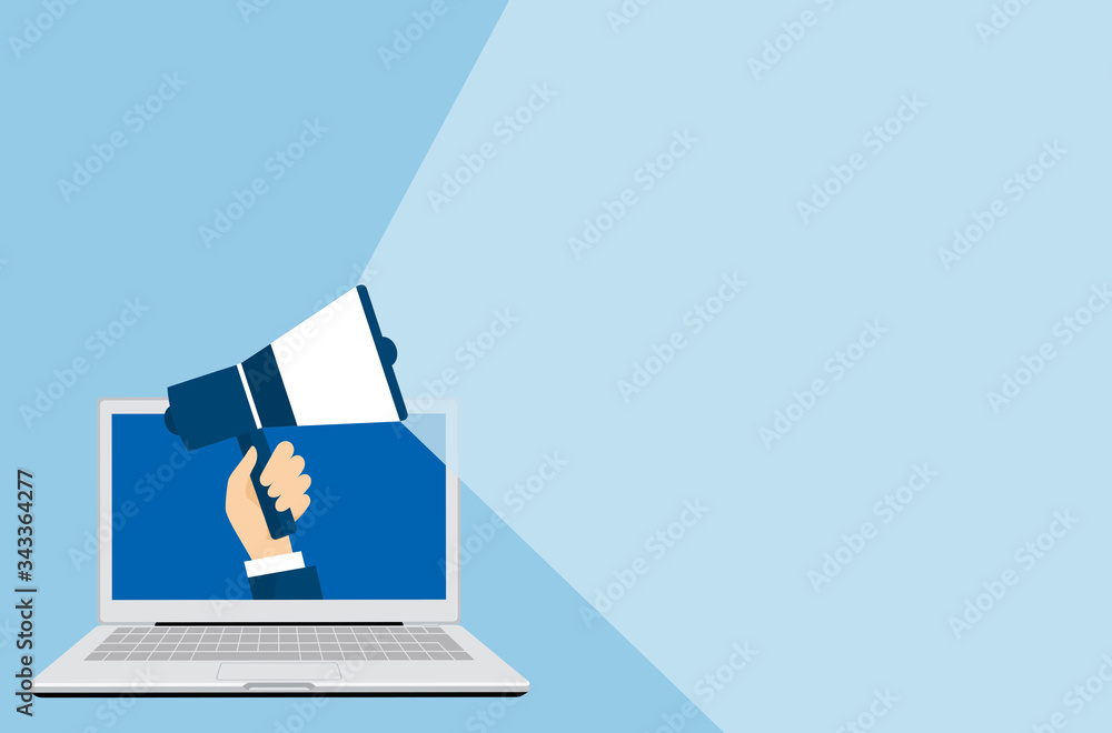 パソコンから出るメガホンのイラスト 広告イメージ Wall Mural Tiquitaca パソコンから出るメガホンのイラスト 広告イメージ Wall Mural Tiquitaca